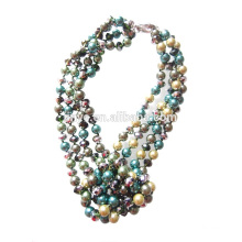 Fashion Green Pearl Crystal Chunky Statement Beaded Necklace For Party or Show